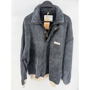 KARMAGAWA Men's Peru 1/4 Zip Sweater in Black XL Cozy Warm Lounge